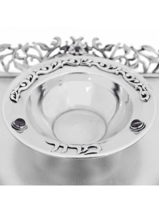 פלטת הסדר עם אבני אמטיסט טבעיות, מתנות לפסח, יו"ד ישראלי